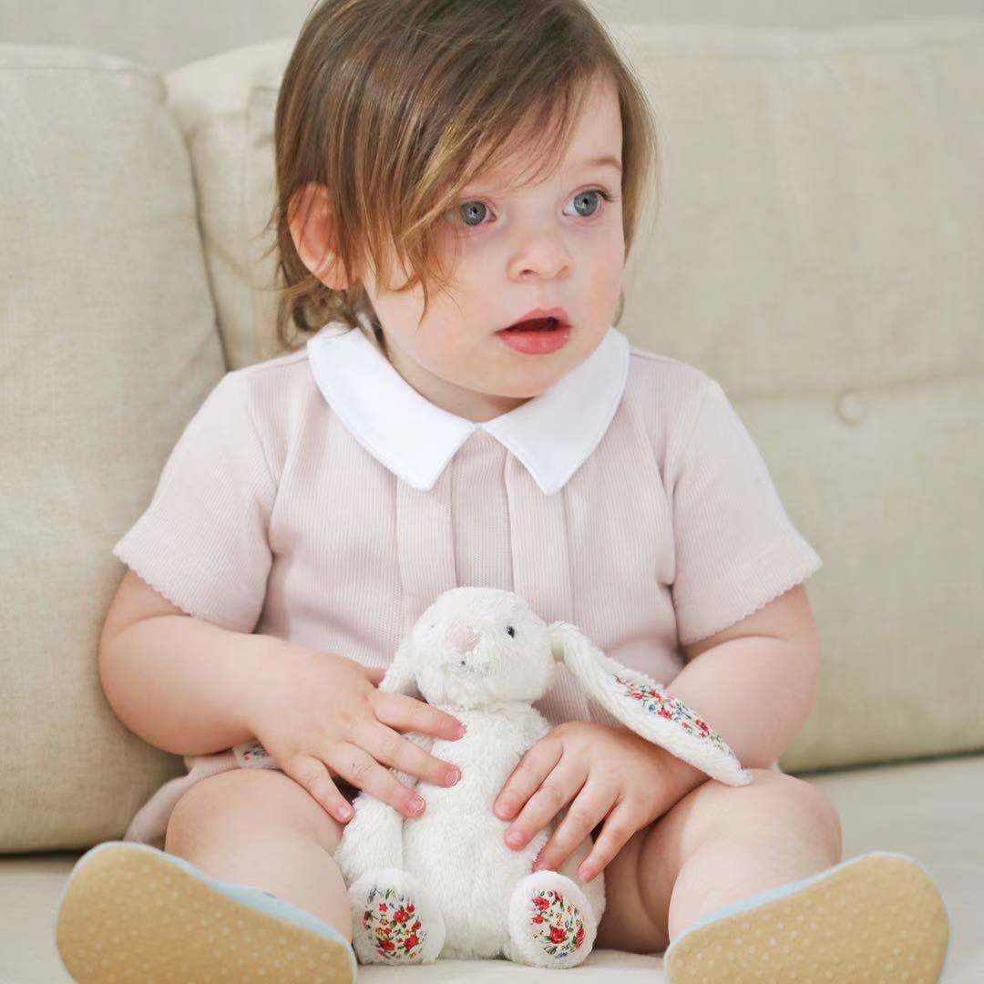 Boy's Bubble Romper with Shirt Collar